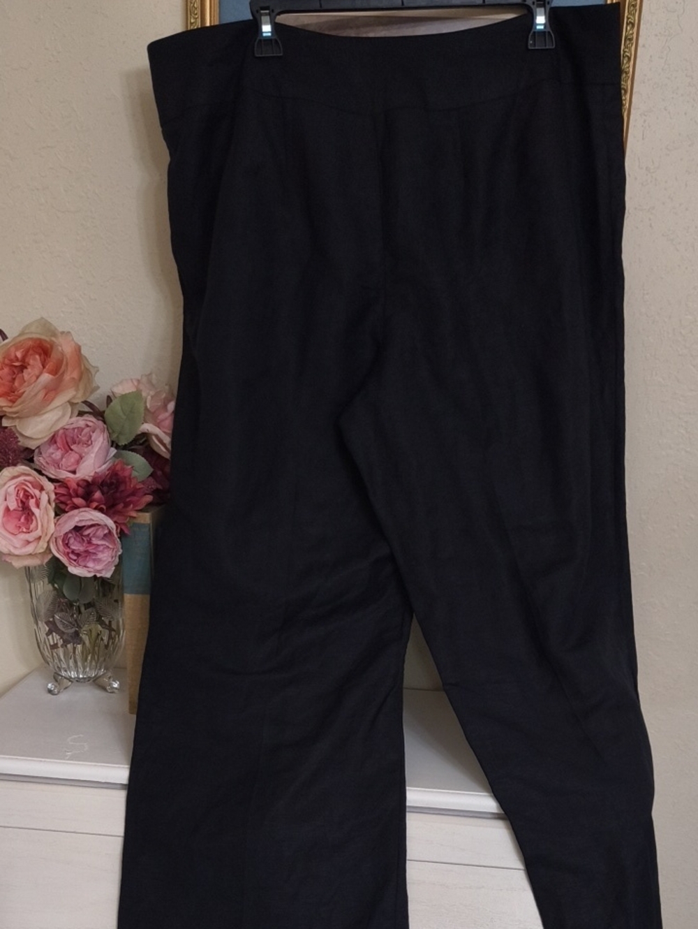 Linen Wide Leg Pants East 5th Black Size 18W Career Office Lagenlook Luxury - Picture 5 of 8